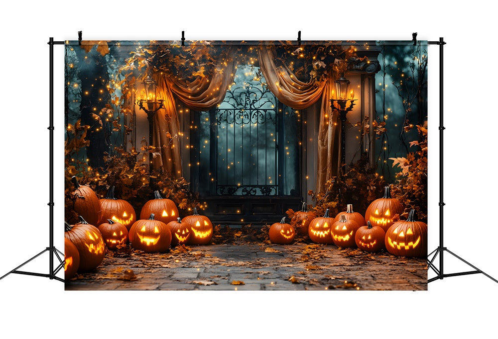Halloween Nacht leuchtende Kürbislichter Hintergrund RR8-384