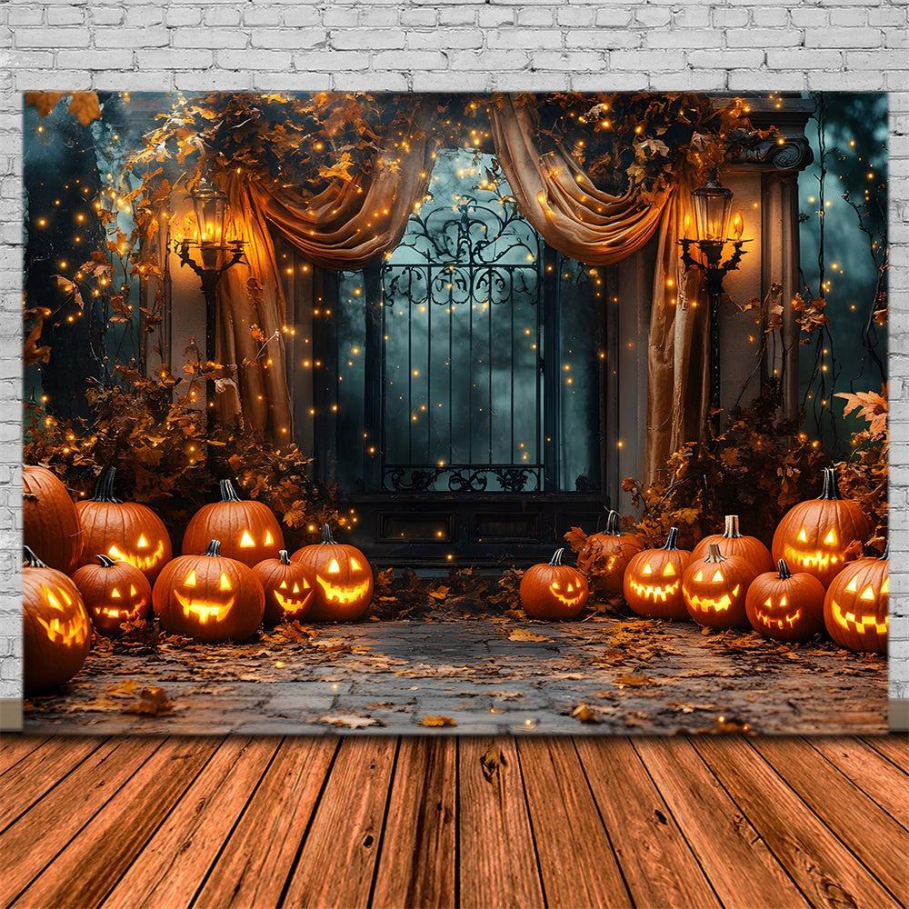Halloween Nacht leuchtende Kürbislichter Hintergrund RR8-384