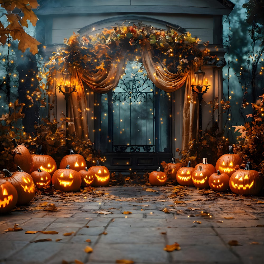 Halloween Nacht leuchtende Kürbislichter Hintergrund RR8-384
