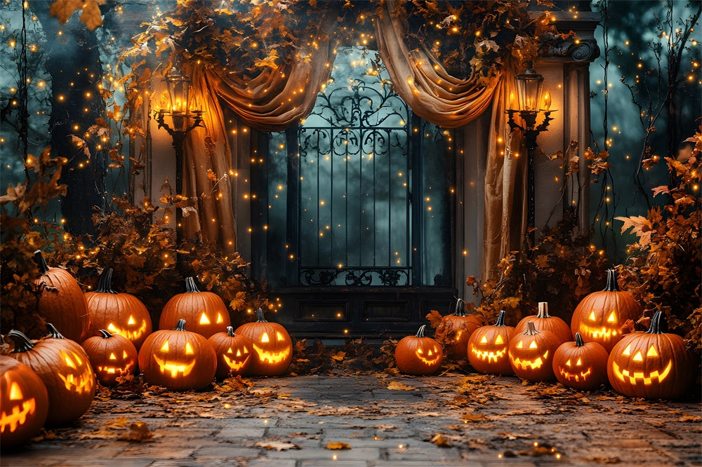 Halloween Nacht leuchtende Kürbislichter Hintergrund RR8-384