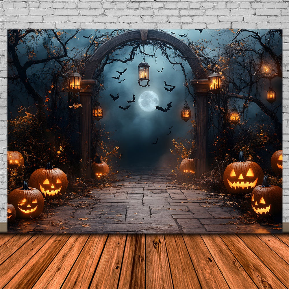 Halloween Spuknacht Friedhofstor Hintergrund RR8-393