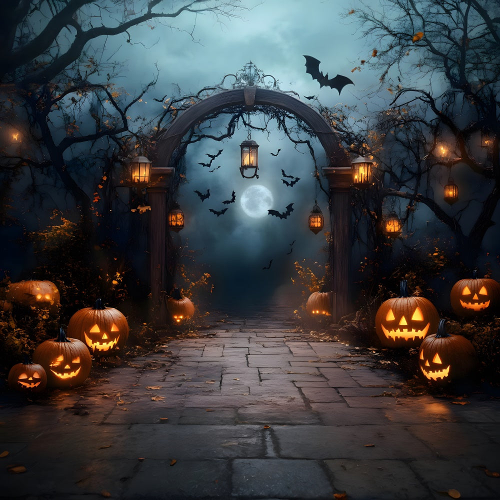 Halloween Spuknacht Friedhofstor Hintergrund RR8-393