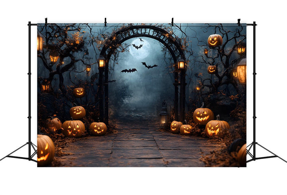 Halloween Friedhof Vollmond Nacht Hintergrund RR8-394