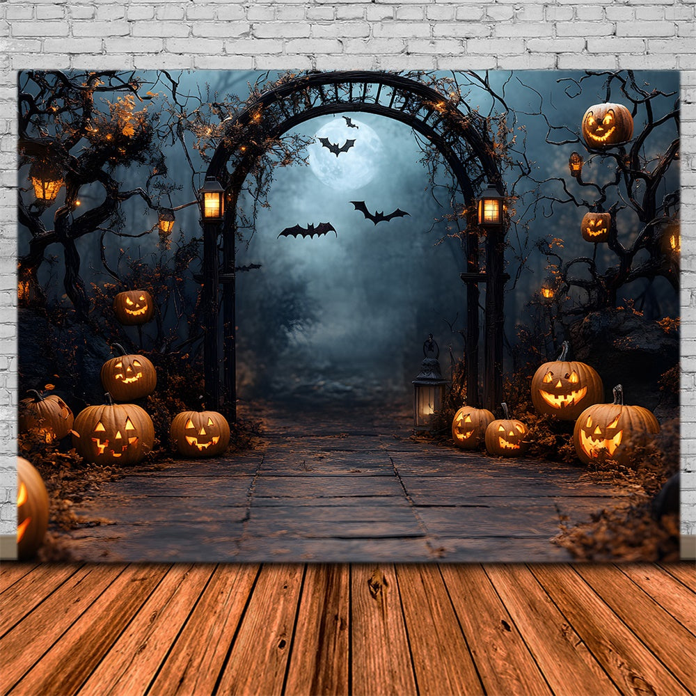Halloween Friedhof Vollmond Nacht Hintergrund RR8-394