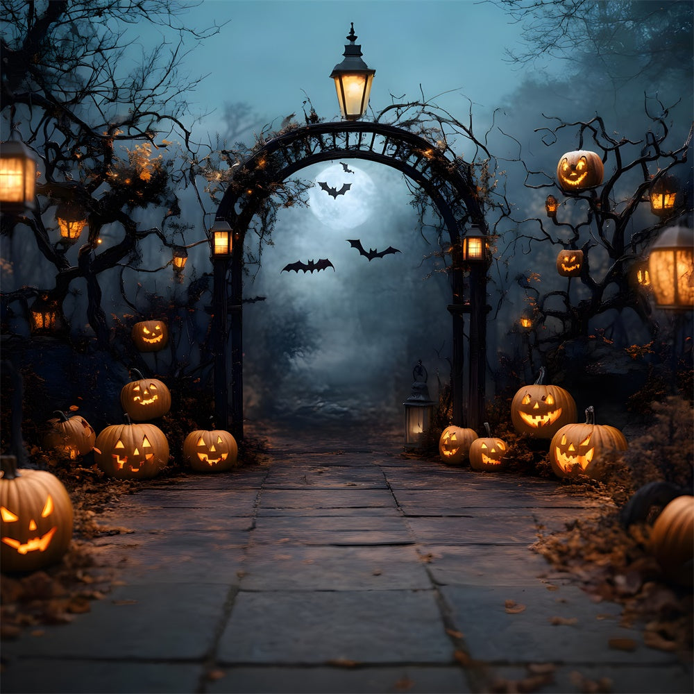 Halloween Friedhof Vollmond Nacht Hintergrund RR8-394