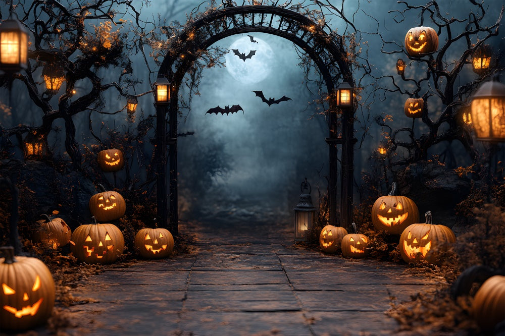 Halloween Friedhof Vollmond Nacht Hintergrund RR8-394