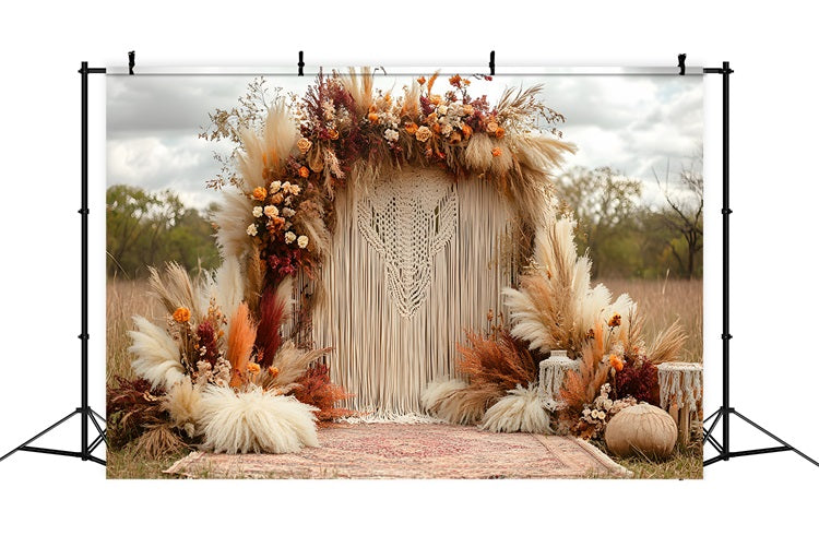 Herbstliches Pampasgras Boho Hintergrund RR8-411