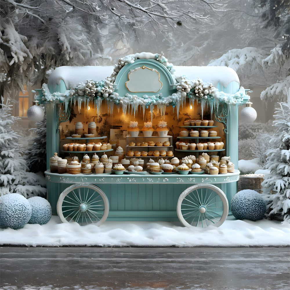 Weihnachten Eiscreme Wagen Schnee Hintergrund RR8-46