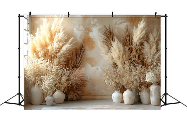 Rustikaler Sonnenschein Pampas Boho Hintergrund RR8-481