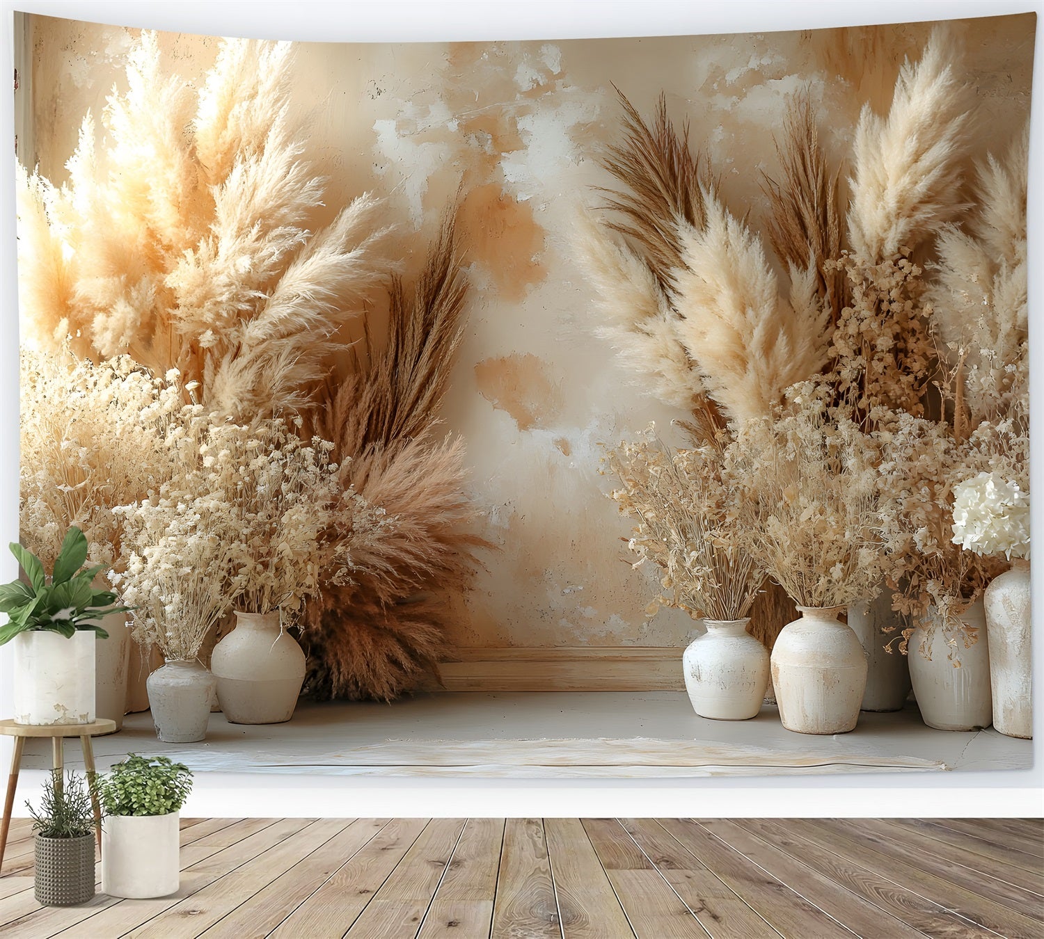 Rustikaler Sonnenschein Pampas Boho Hintergrund RR8-481