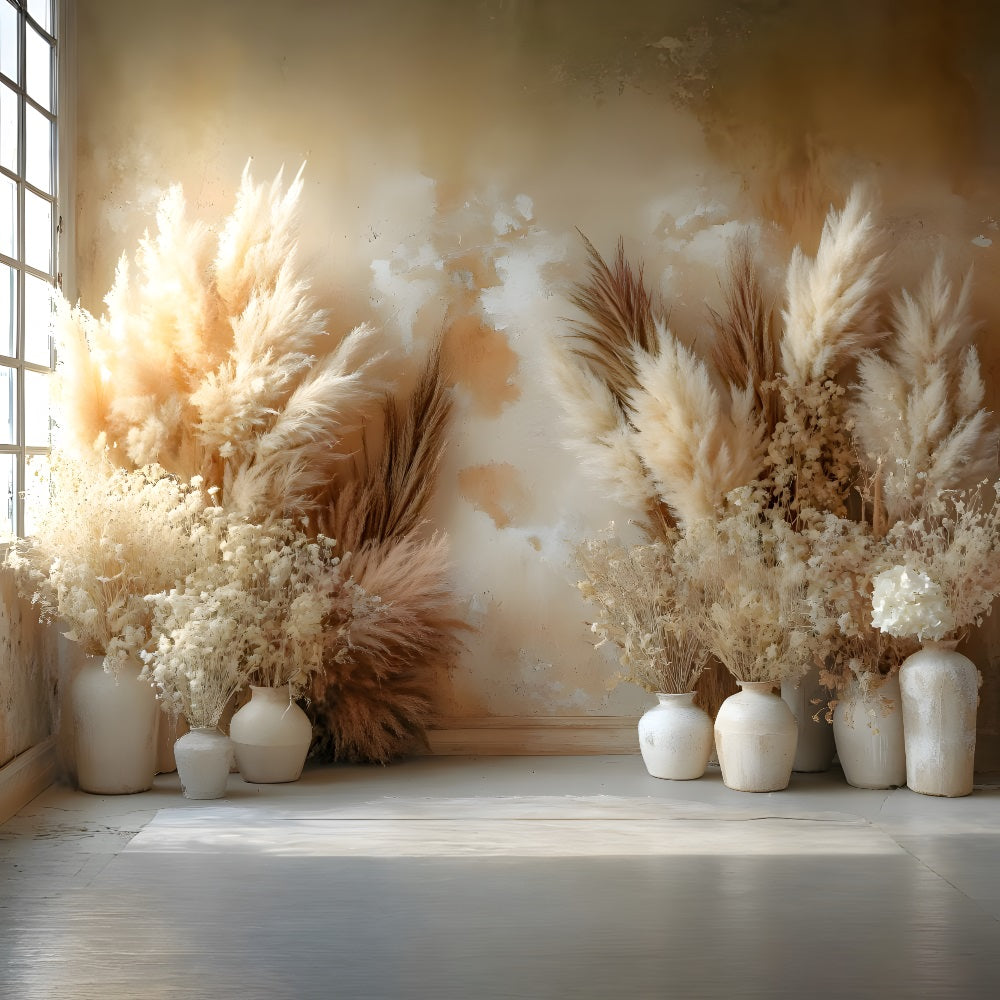 Rustikaler Sonnenschein Pampas Boho Hintergrund RR8-481