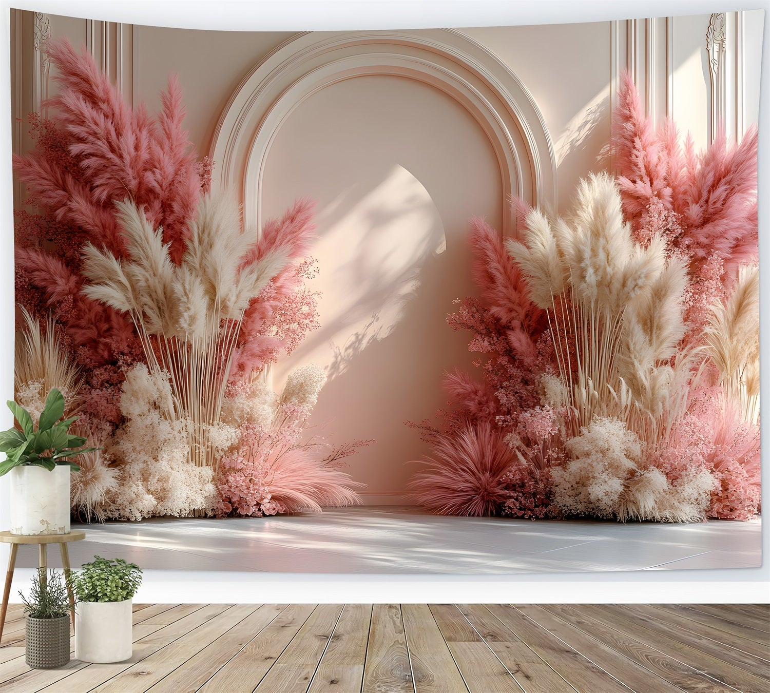 Sonnenuntergangstöne Boho Hochzeitsbogen Hintergrund RR8-492