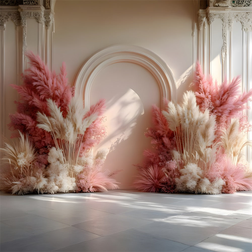 Sonnenuntergangstöne Boho Hochzeitsbogen Hintergrund RR8-492