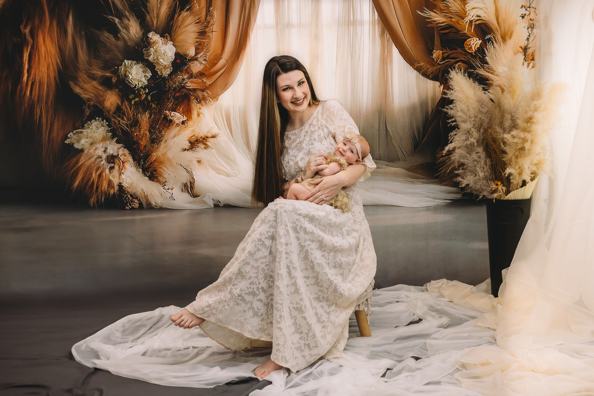 Verträumter Pampas Hintergrund in staubigen Rosen RR8-499