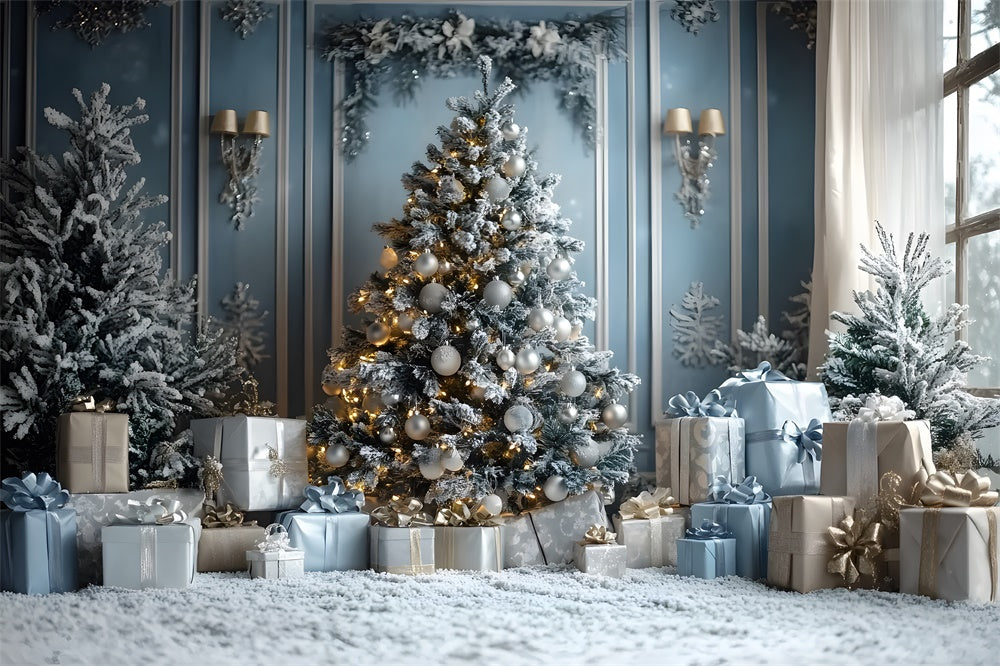 Weihnachtsbaum leuchtende Geschenkboxen Backdrop RR8-50