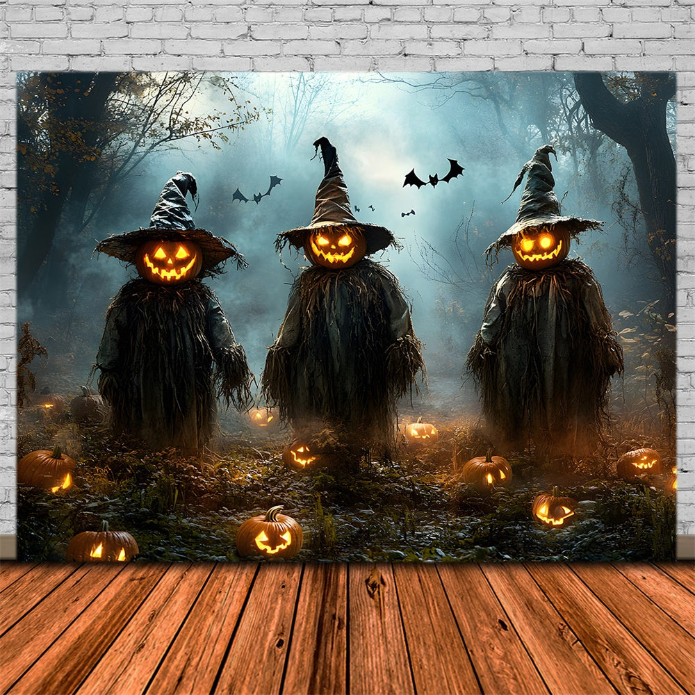 Halloween Gruseliger Waldkürbis Vogelscheuche Backdrop RR9-105