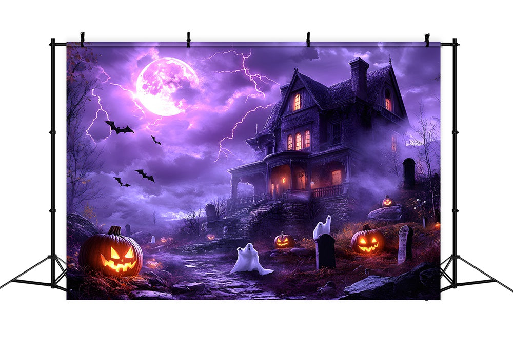 Halloween Lila Nachthimmel Blitz Gespenst Kulisse RR9-108