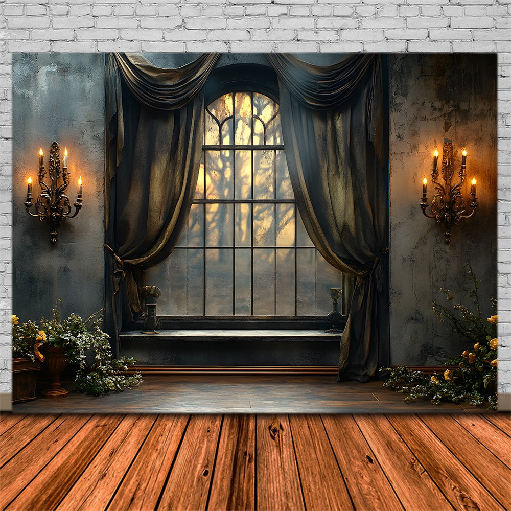 Halloween Retro-Wandkerzen Fensteransicht Hintergrund RR9-110