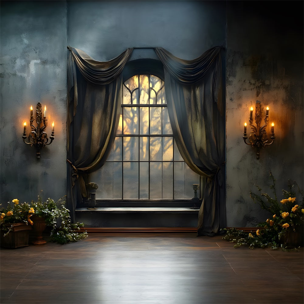Halloween Retro-Wandkerzen Fensteransicht Hintergrund RR9-110