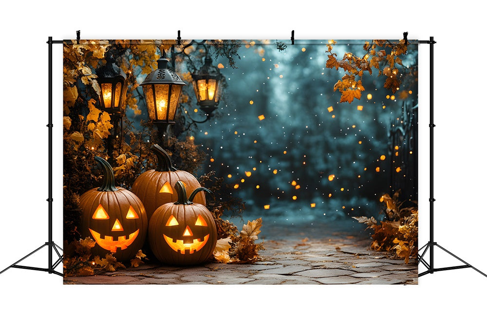 Halloween Jack-O'-Lantern Withered Maple Leaves Hintergrund RR9-111