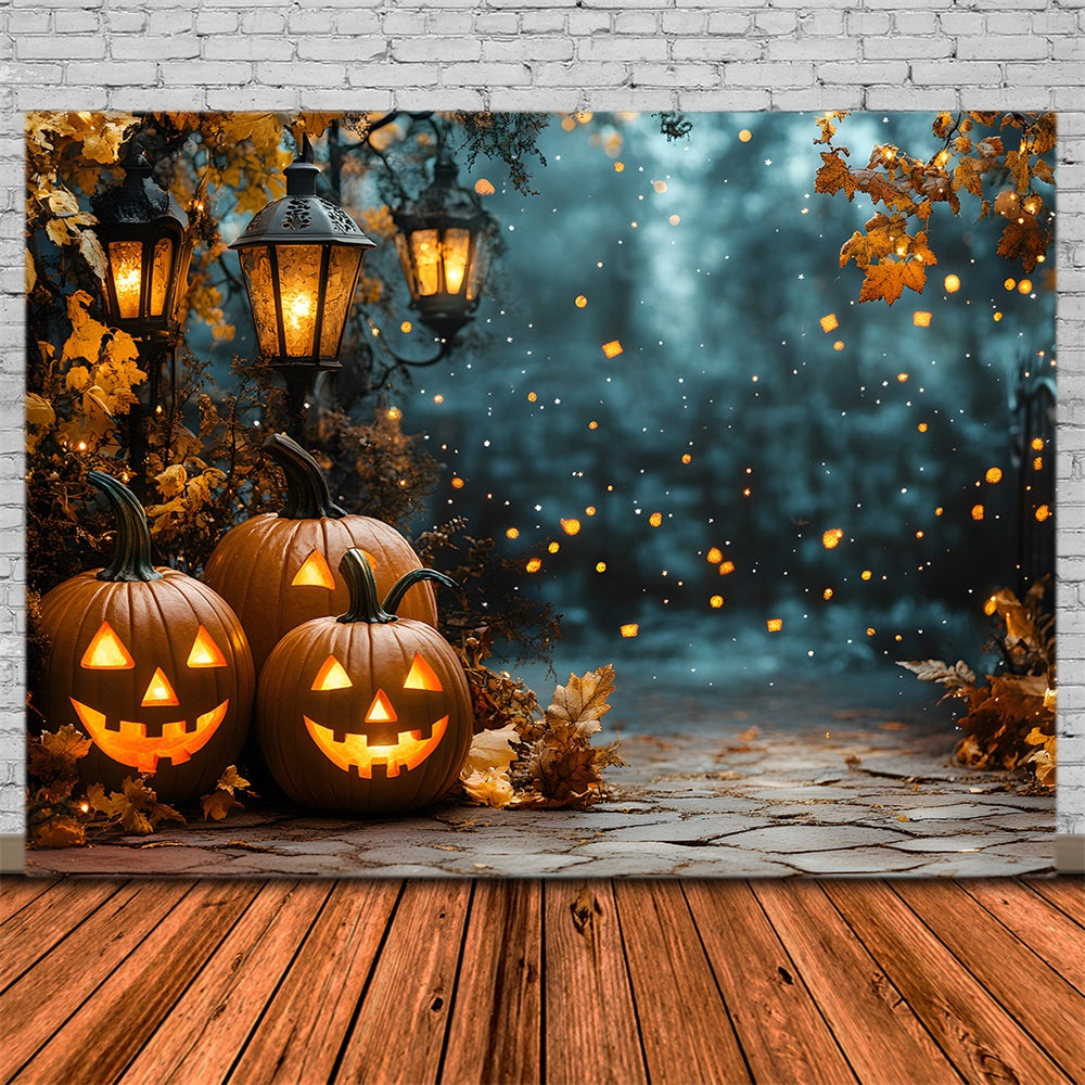 Halloween Jack-O'-Lantern Withered Maple Leaves Hintergrund RR9-111