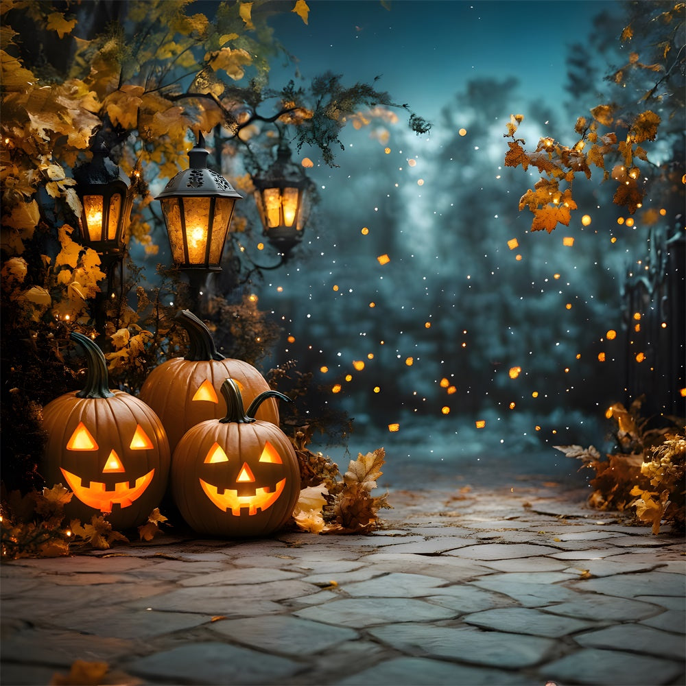 Halloween Jack-O'-Lantern Withered Maple Leaves Hintergrund RR9-111