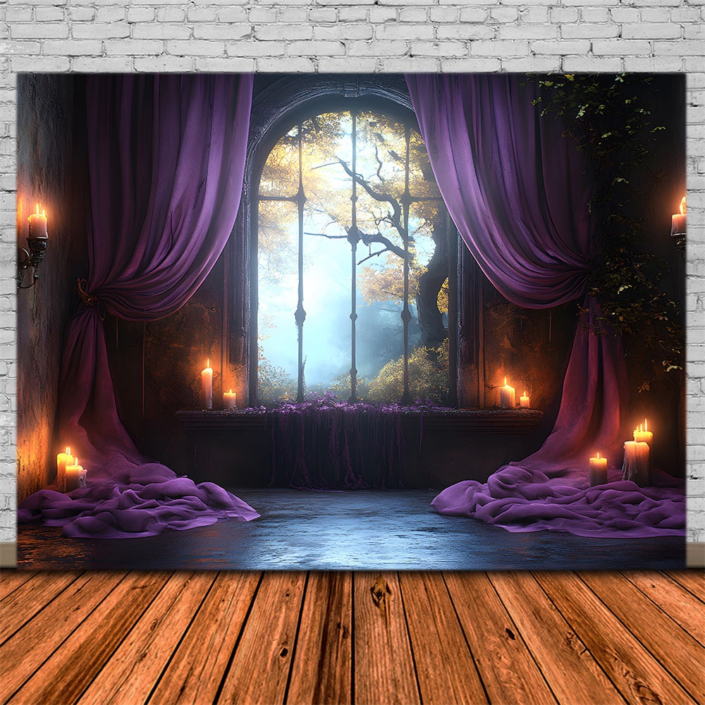 Halloween Zimmer Fenster Bäume Ansicht Backdrop RR9-112