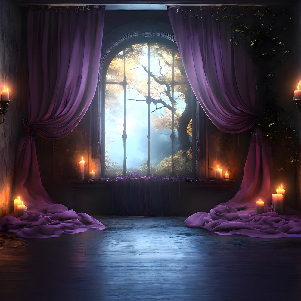 Halloween Zimmer Fenster Bäume Ansicht Backdrop RR9-112