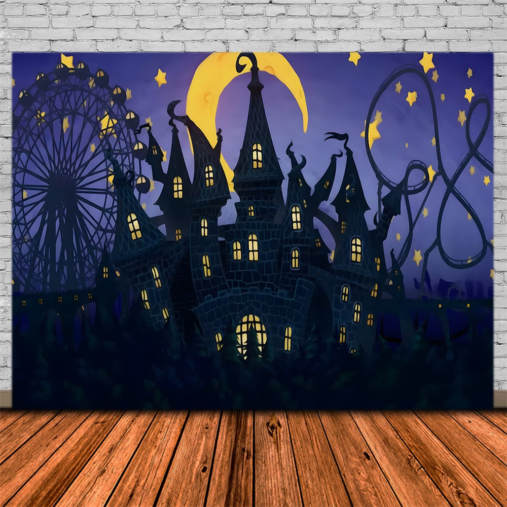 Halloween Spukschloss Nachthimmel Backdrop RR9-114