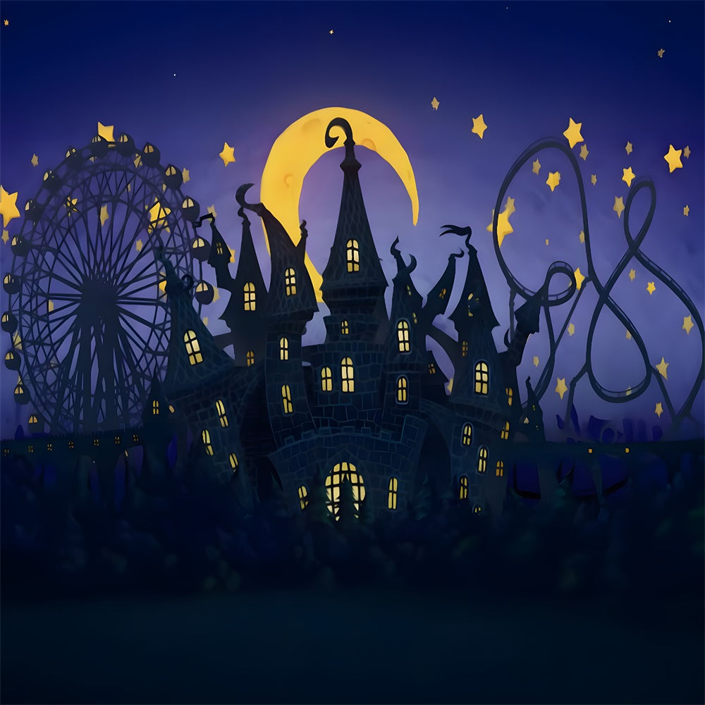 Halloween Spukschloss Nachthimmel Backdrop RR9-114