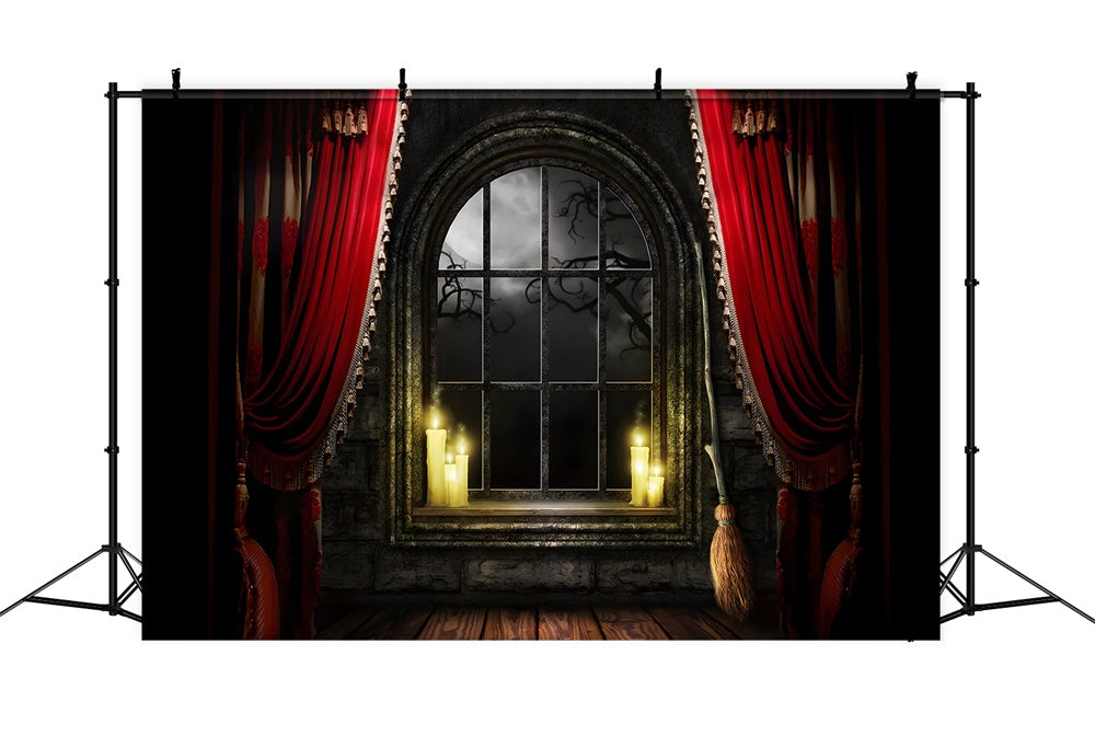 Halloween Gruselige Nacht Fenster Wald Ansicht Backdrop RR9-115