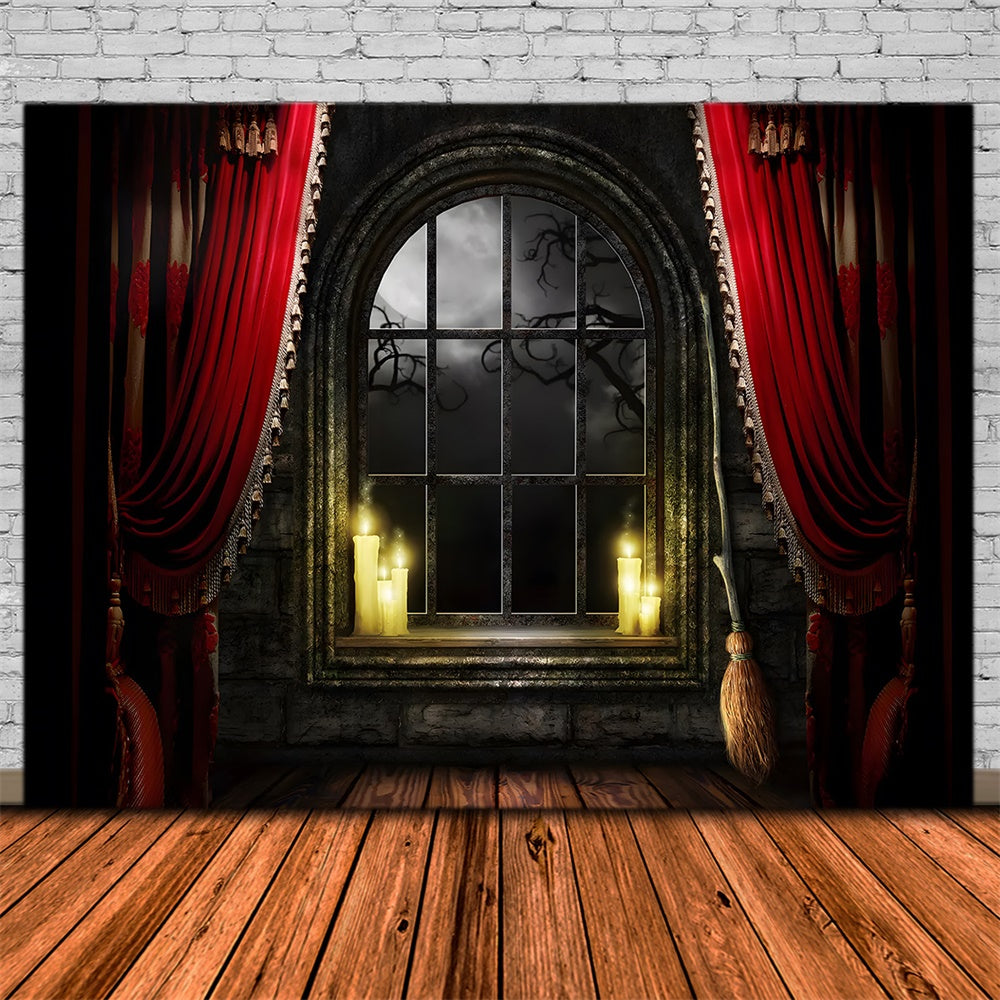 Halloween Gruselige Nacht Fenster Wald Ansicht Backdrop RR9-115