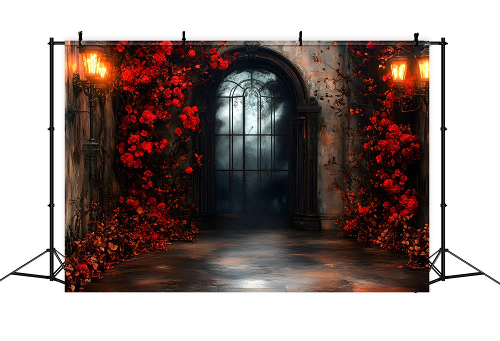 Halloween Tor zur Hölle Rote Blumen Hintergrund RR9-116