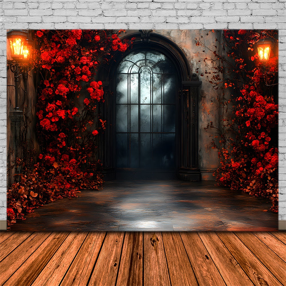 Halloween Tor zur Hölle Rote Blumen Hintergrund RR9-116