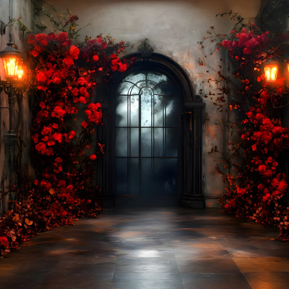 Halloween Tor zur Hölle Rote Blumen Hintergrund RR9-116