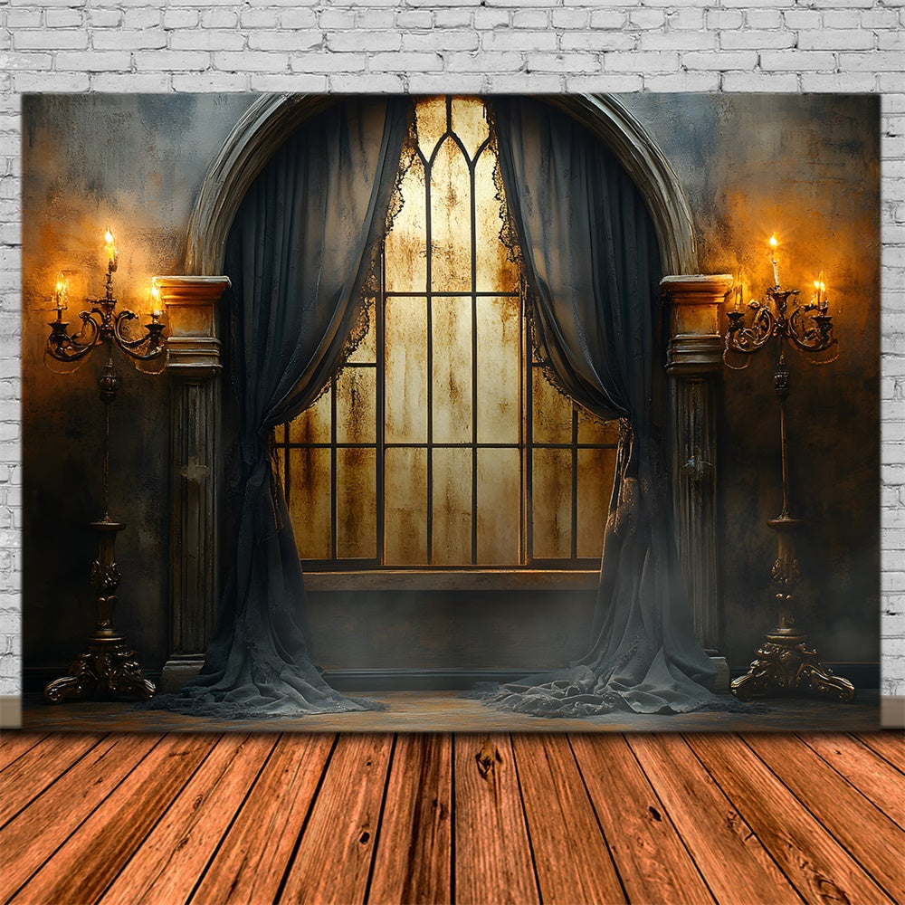 Halloween Vintage Wandkerzen Fenster Hintergrund RR9-118