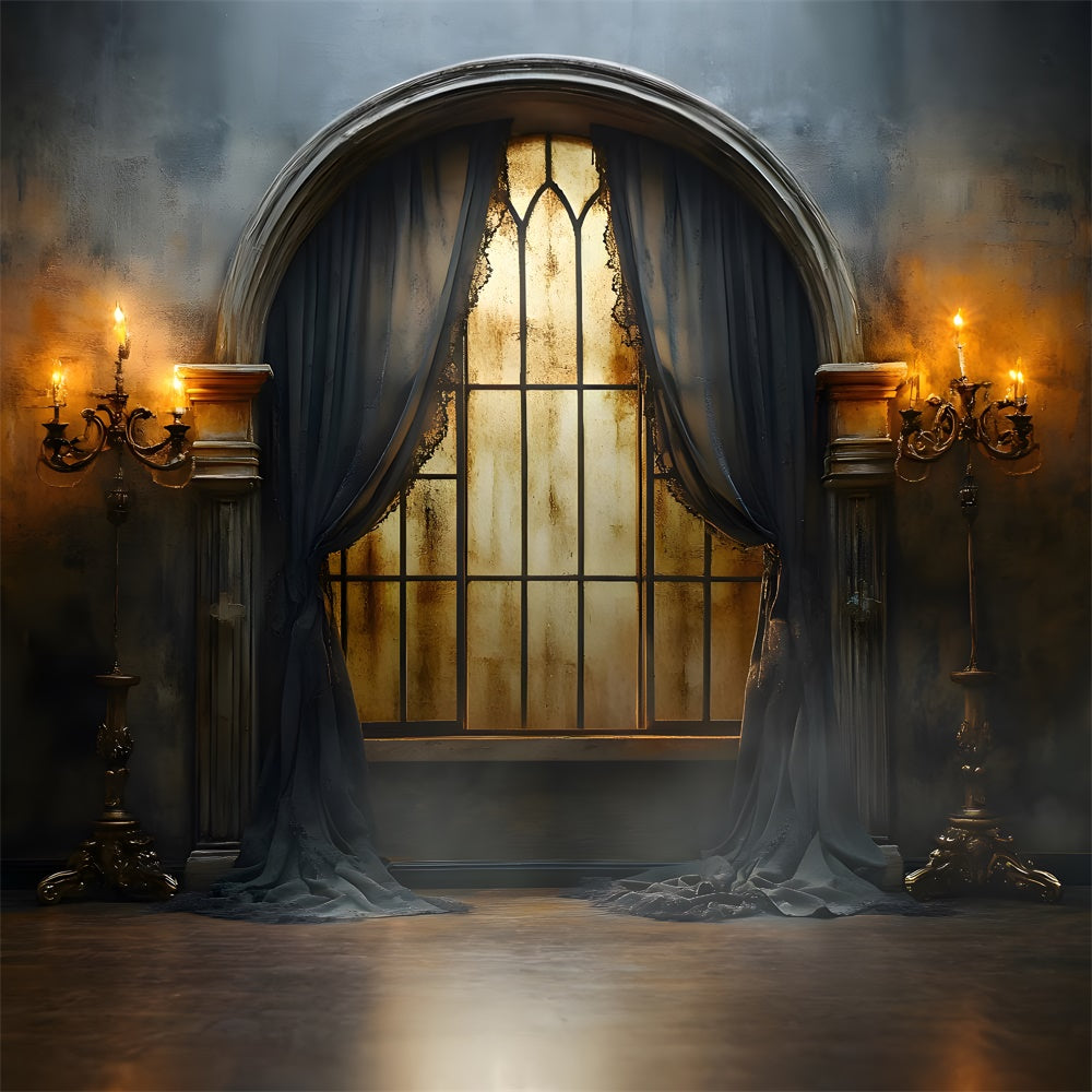 Halloween Vintage Wandkerzen Fenster Hintergrund RR9-118