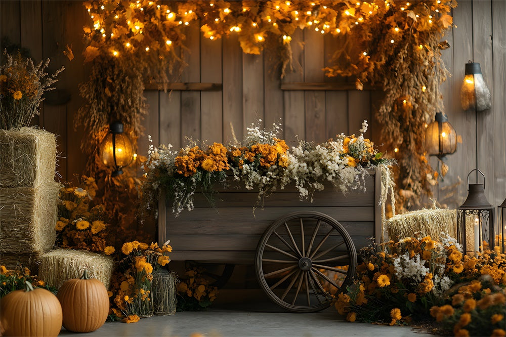 Herbst Ernte Scheune Holz Wagen Backdrop RR9-17