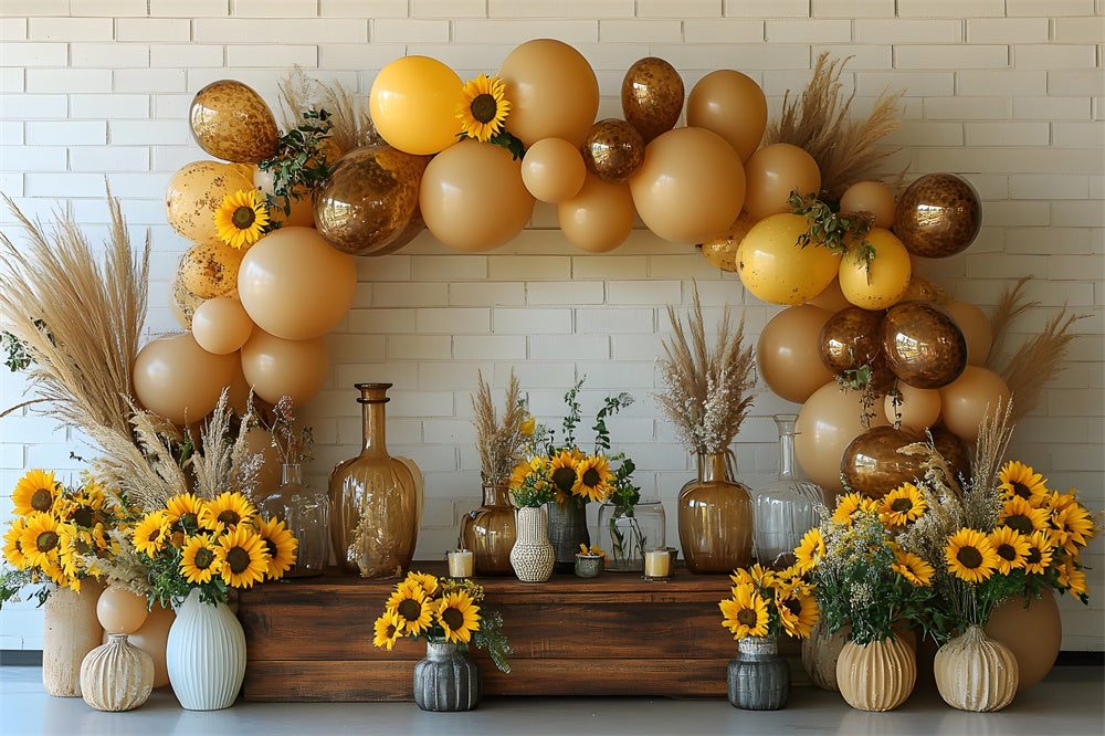 Sonnenblumen Ballons Bogen Wand Herbst Backdrop RR9-19