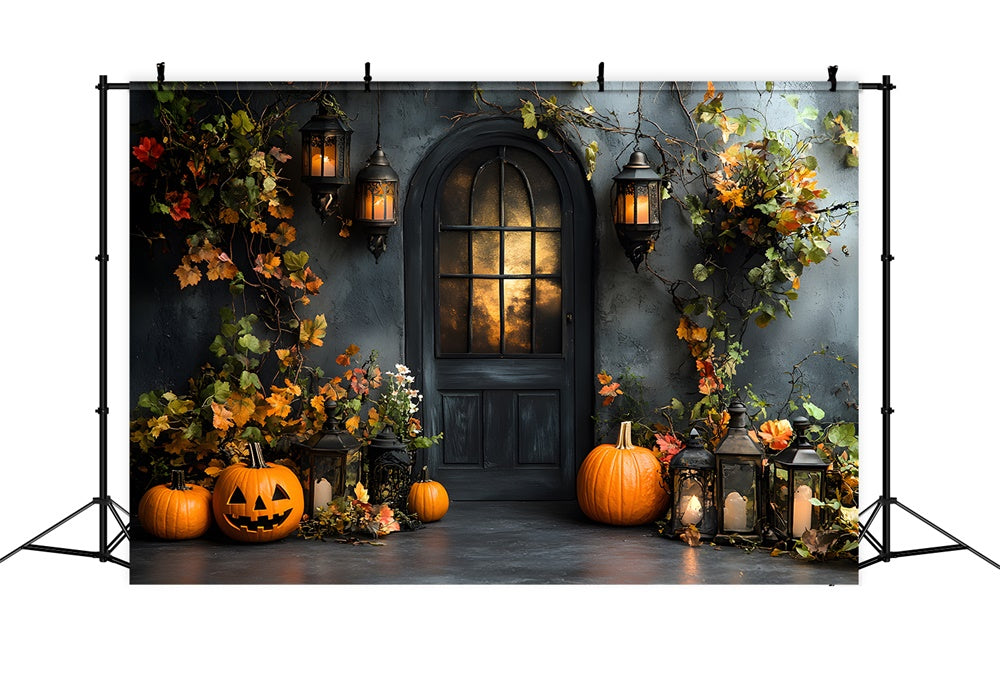 Halloween Retro Wand Tür Kürbisse Hintergrund RR9-20