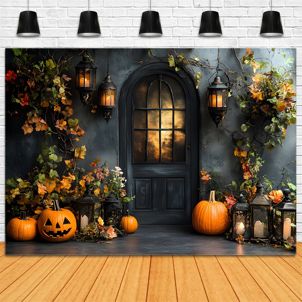 Halloween Retro Wand Tür Kürbisse Hintergrund RR9-20