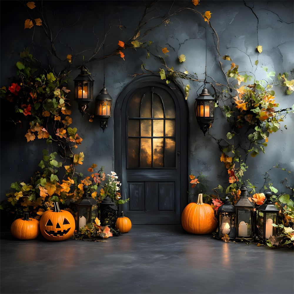 Halloween Retro Wand Tür Kürbisse Hintergrund RR9-20