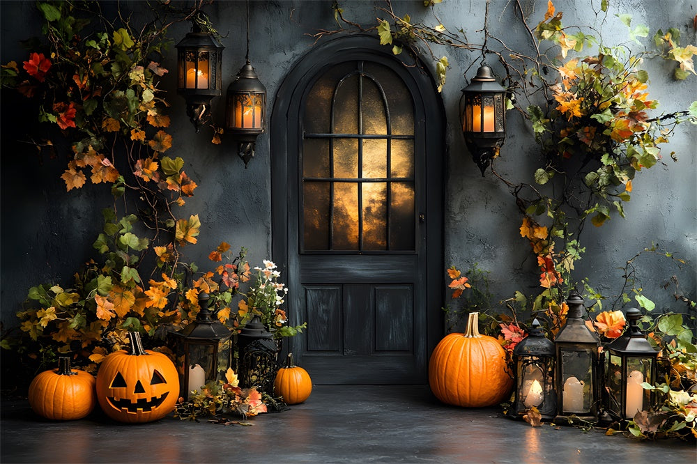Halloween Retro Wand Tür Kürbisse Hintergrund RR9-20