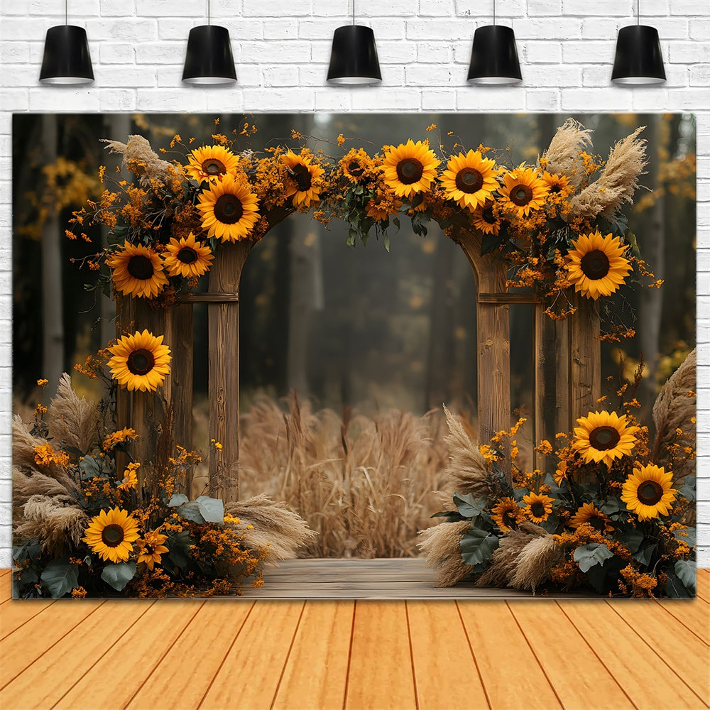 Sonnenblumen Bogen Tür Herbst Fotografie Hintergrund RR9-28