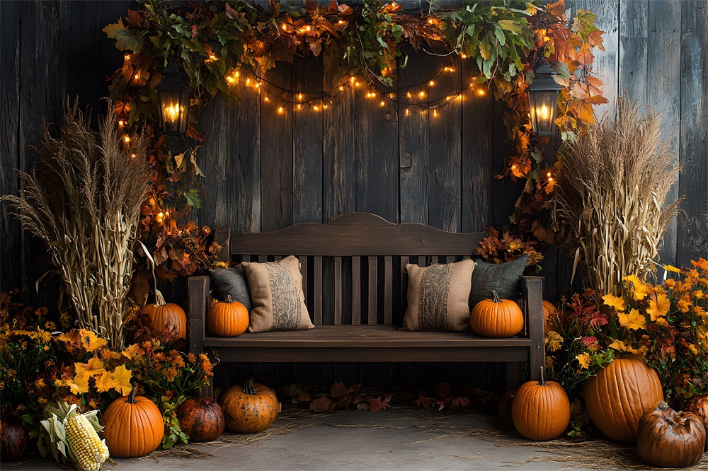 Herbst Holz Wand Sofa Getrocknete Blätter Hintergrund RR9-3