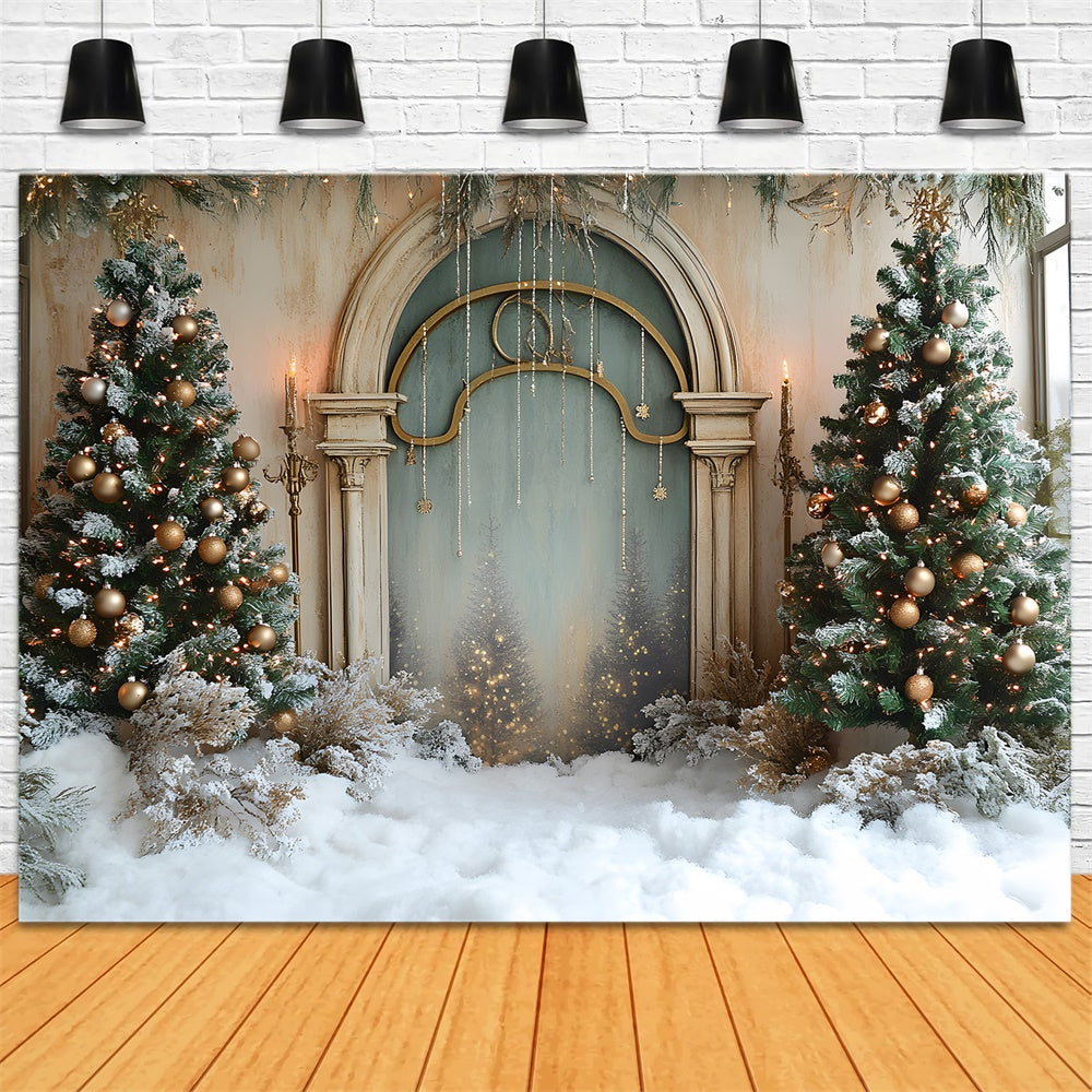 Weihnachten Schneebedeckter Boden Klassischer Wandhintergrund RR9-66