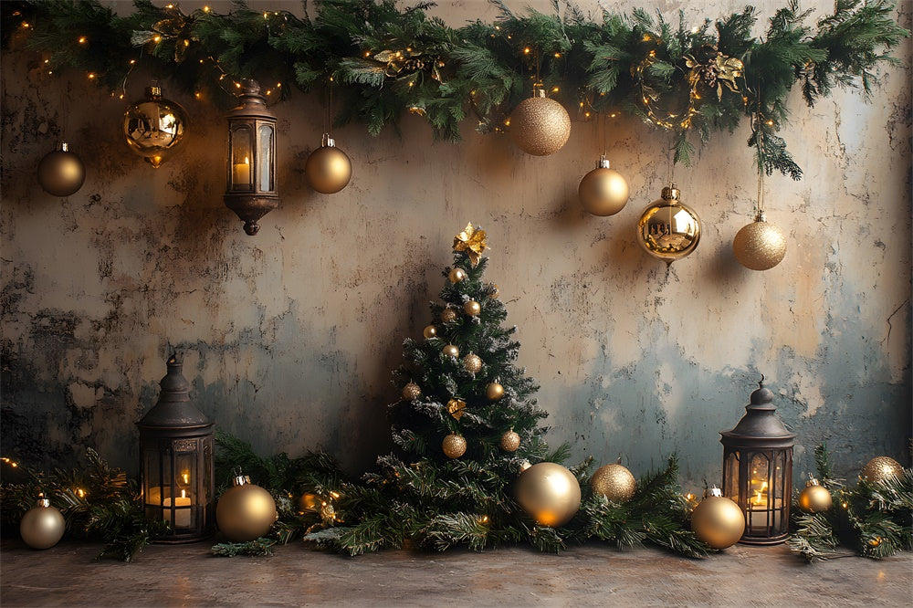 Weihnachtskugel Girlande Deko Gesprenkelte Wand Hintergrund RR9-73