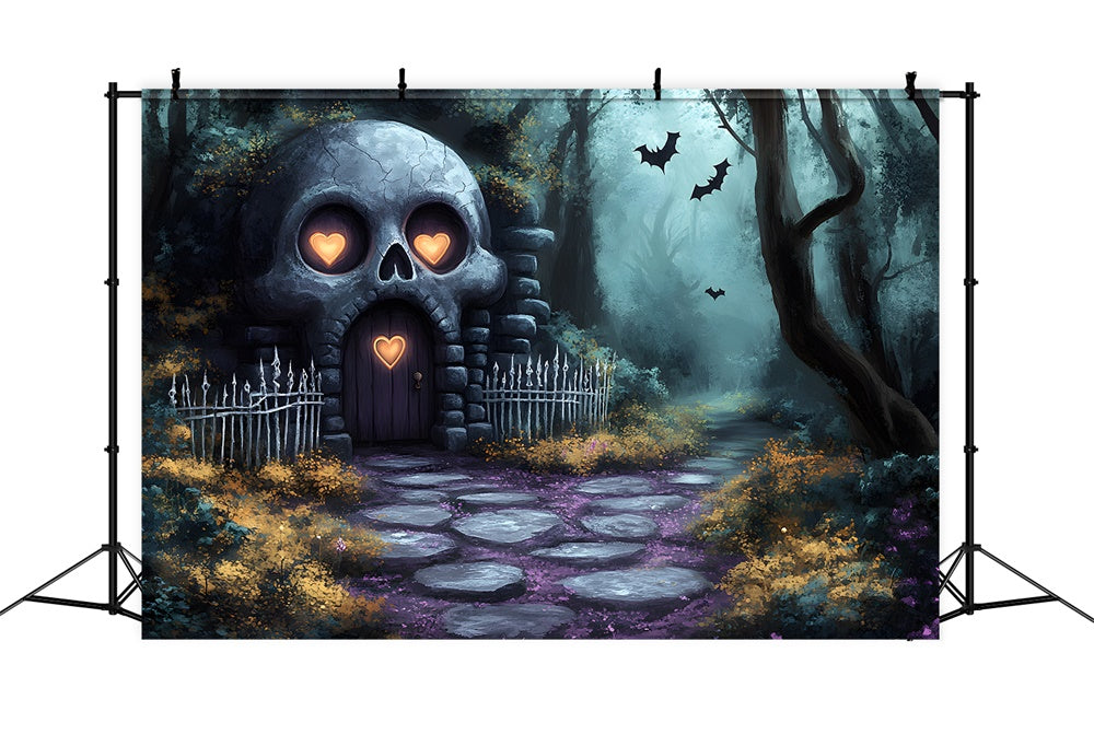 Halloween Skelett-Haus Gruseliger Wald Hintergrund RR9-84