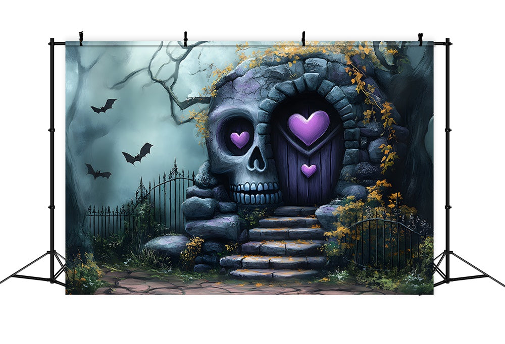 Halloween Nebelwald Skelett Haus Hintergrund RR9-85