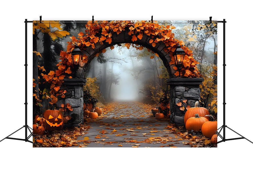 Halloween Steinbogen Ahornblätter Backdrop RR9-97